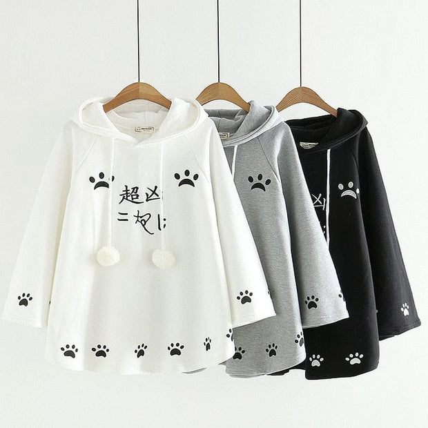 Kawaii Kätzchen Ohren Poncho Hoodie – Niedlicher Kapuzenpullover