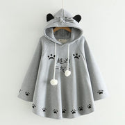 Kawaii Kätzchen Ohren Poncho Hoodie – Niedlicher Kapuzenpullover