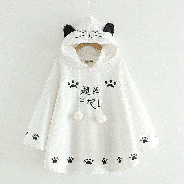 Kawaii Kätzchen Ohren Poncho Hoodie – Niedlicher Kapuzenpullover