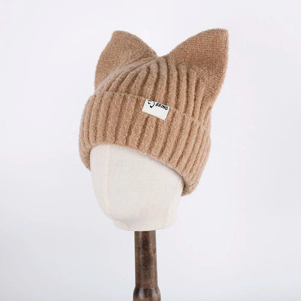Kawaii Katze Beanie Mütze Koreanisch Stil Wolle Strickmütze