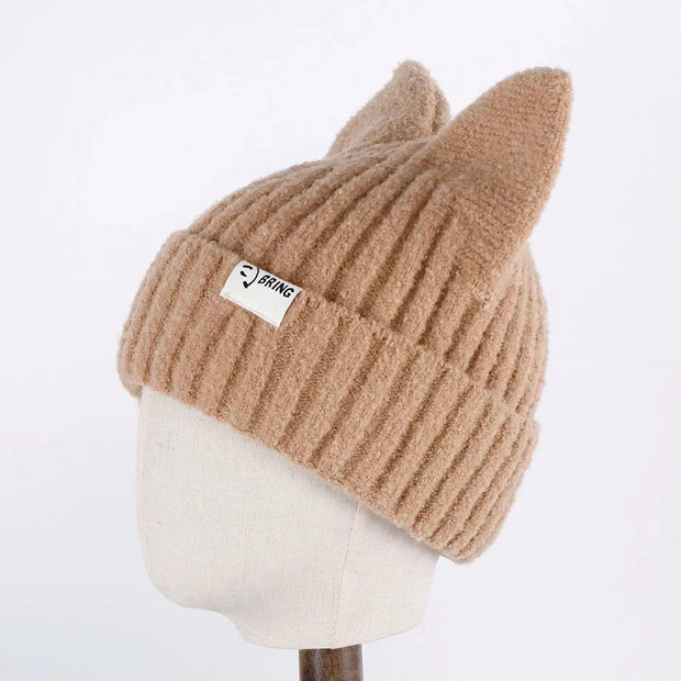 Kawaii Katze Beanie Mütze Koreanisch Stil Wolle Strickmütze