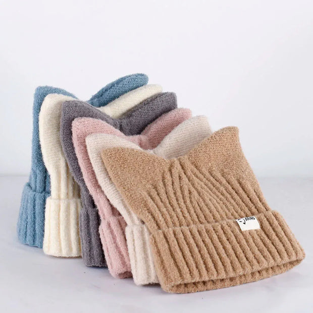 Kawaii Katze Beanie Mütze Koreanisch Stil Wolle Strickmütze