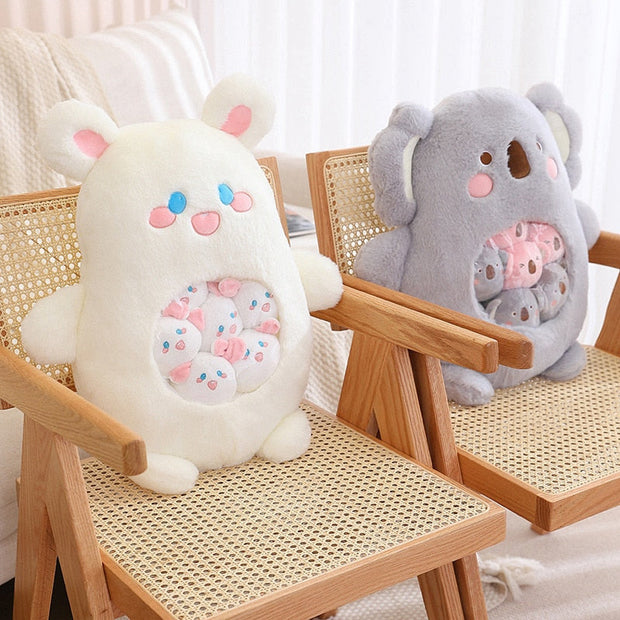 Kawaii Plüschtier Set 6-teilig – Koala Hase Panda Dino