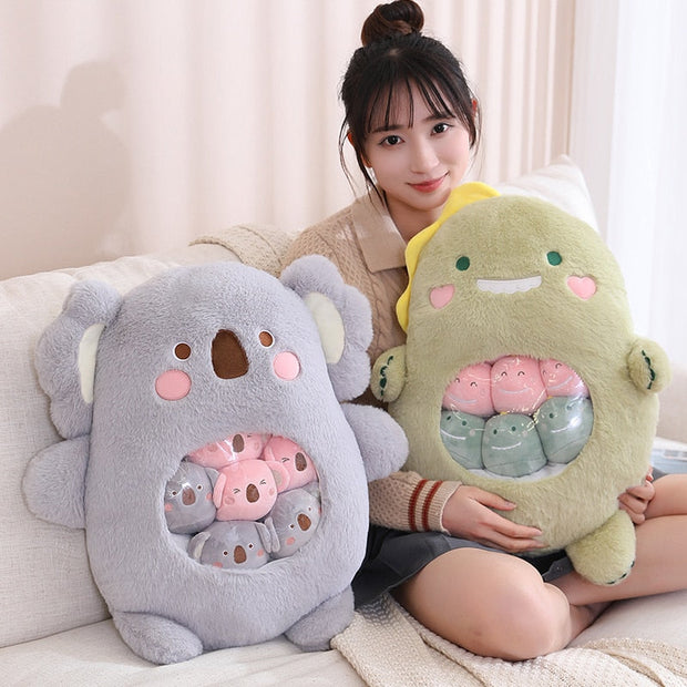 Kawaii Plüschtier Set 6-teilig – Koala Hase Panda Dino