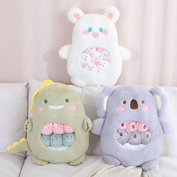 Kawaii Plüschtier Set 6-teilig – Koala Hase Panda Dino