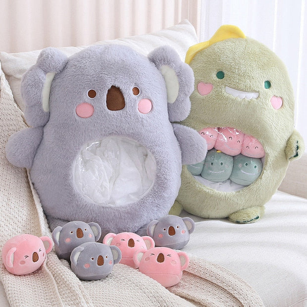 Kawaii Plüschtier Set 6-teilig – Koala Hase Panda Dino