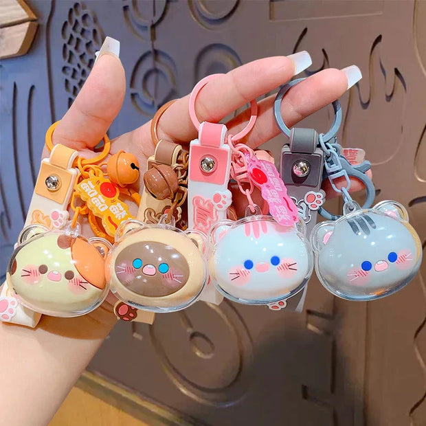 Kawaii Katze Kopf Schlüsselanhänger – Süßes Accessoire