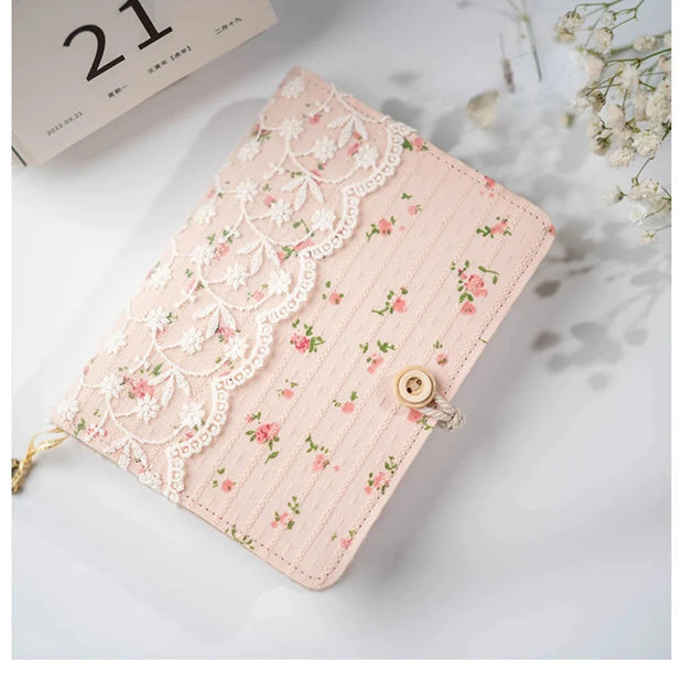 Kawaii Blumen Tagebuch A5/A6/A7 – Rosa Spitze Notizbuch BINDER