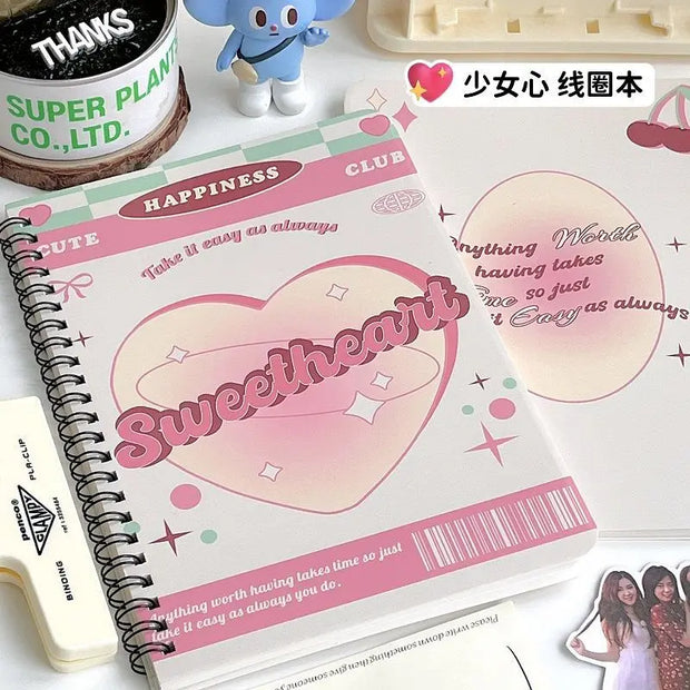 Kawaii Herz Spiralblock A5 Liniert – 50 Blätter