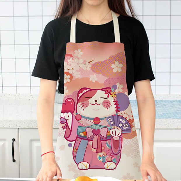 Kawaii Glückskatze Küchenschürze – Niedliches Design