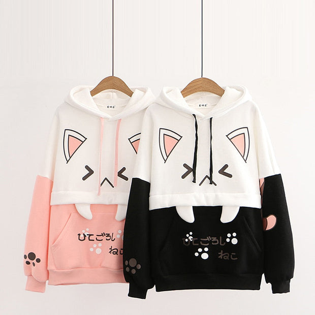 Kawaii Katze Hoodie – Weicher Nya Pullover