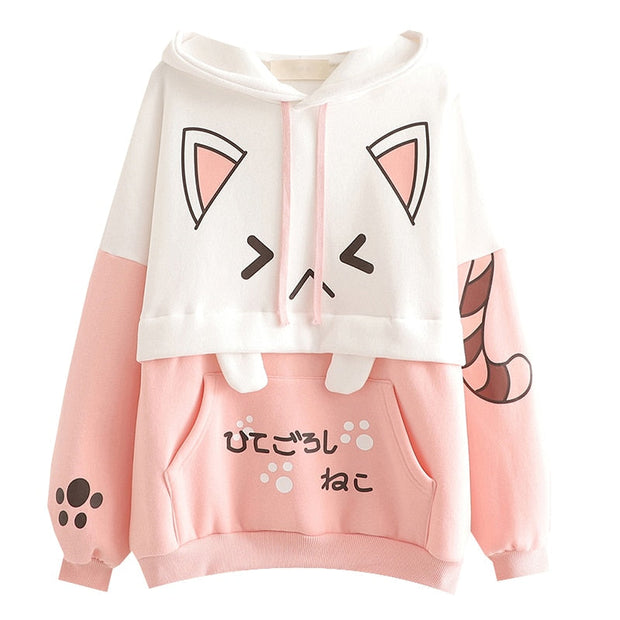 Kawaii Katze Hoodie – Weicher Nya Pullover