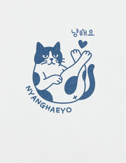 Kawaii Katzen T-Shirt 100% Baumwolle – Nyanghaeyo Meow Design