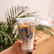 Kawaii Doppelwandiger Tumbler Becher mit Strohhalm – Meow Love You