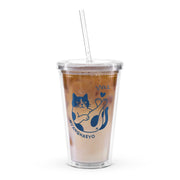 Kawaii Doppelwandiger Tumbler Becher mit Strohhalm – Meow Love You
