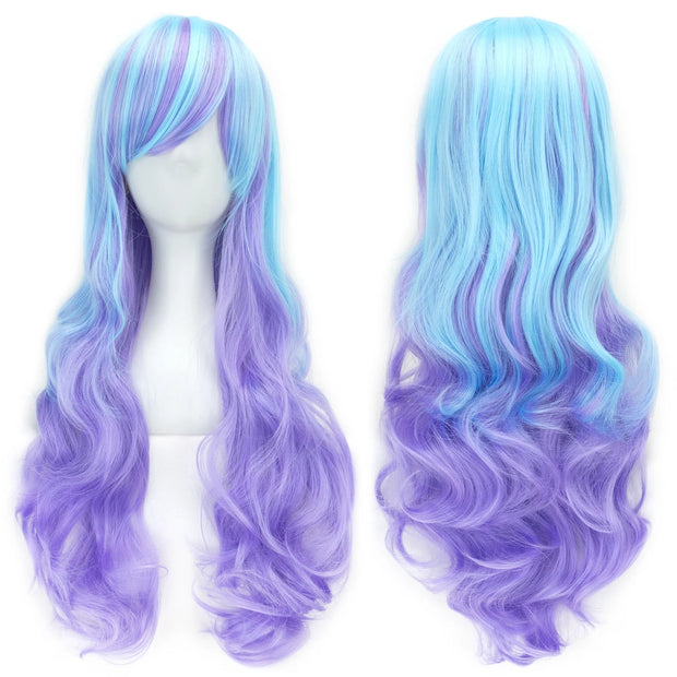 Regenbogen Cosplay Perücke Lang Lockig – Synthetik Kostümperücke