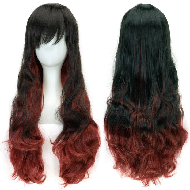 Regenbogen Cosplay Perücke Lang Lockig – Synthetik Kostümperücke