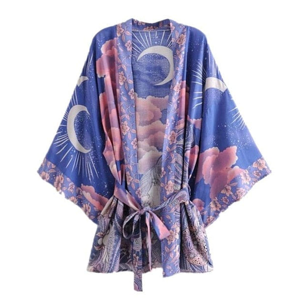 Kawaii Mond Kimono – Pastellfarbenes Design