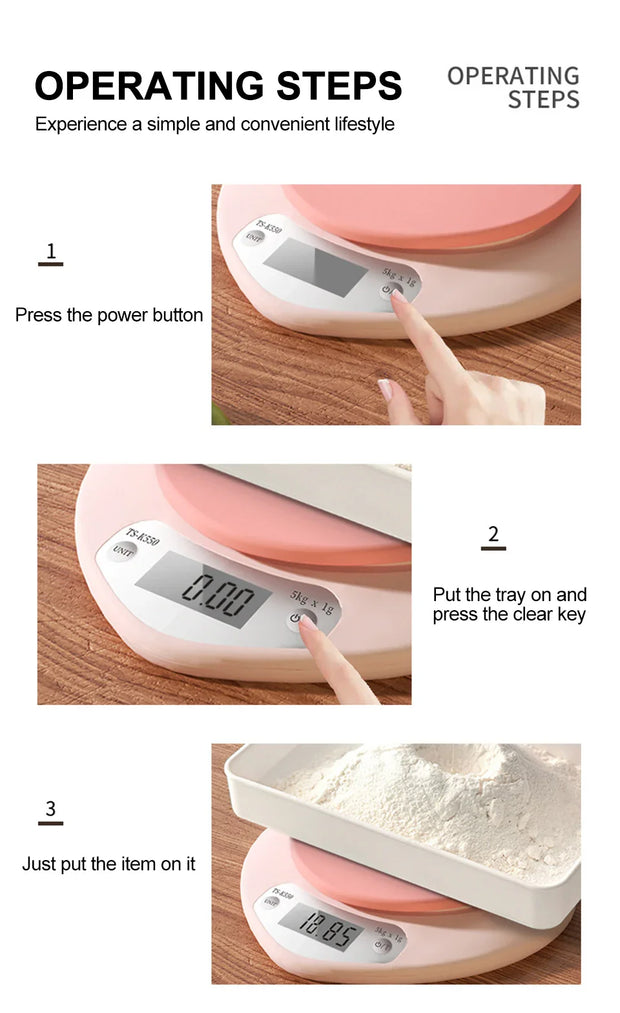 Herzförmige Digitale Küchenwaage Pink – Kawaii Design