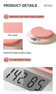 Herzförmige Digitale Küchenwaage Pink – Kawaii Design