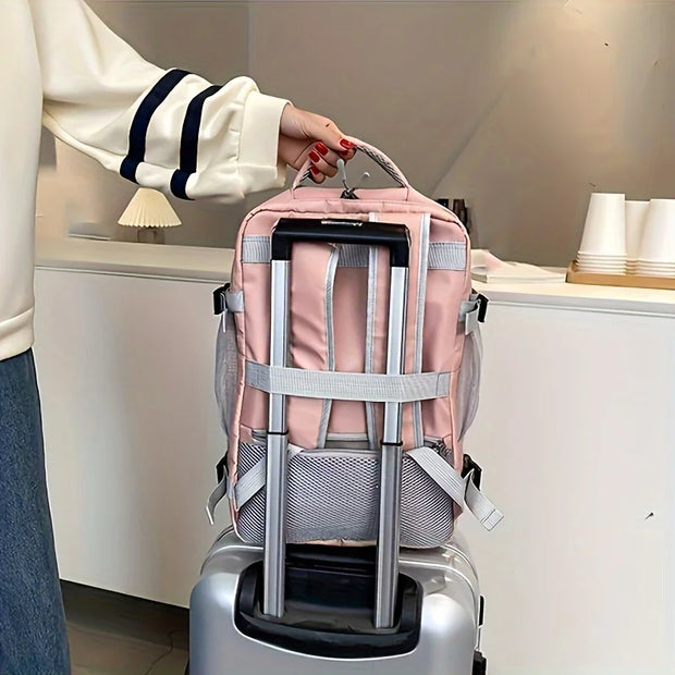 Rosa Wasserdichter Damen Rucksack – Anti-Diebstahl, USB, Groß