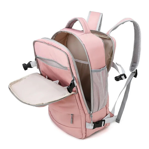 Rosa Wasserdichter Damen Rucksack – Anti-Diebstahl, USB, Groß