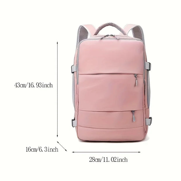 Rosa Wasserdichter Damen Rucksack – Anti-Diebstahl, USB, Groß
