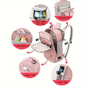 Rosa Wasserdichter Damen Rucksack – Anti-Diebstahl, USB, Groß