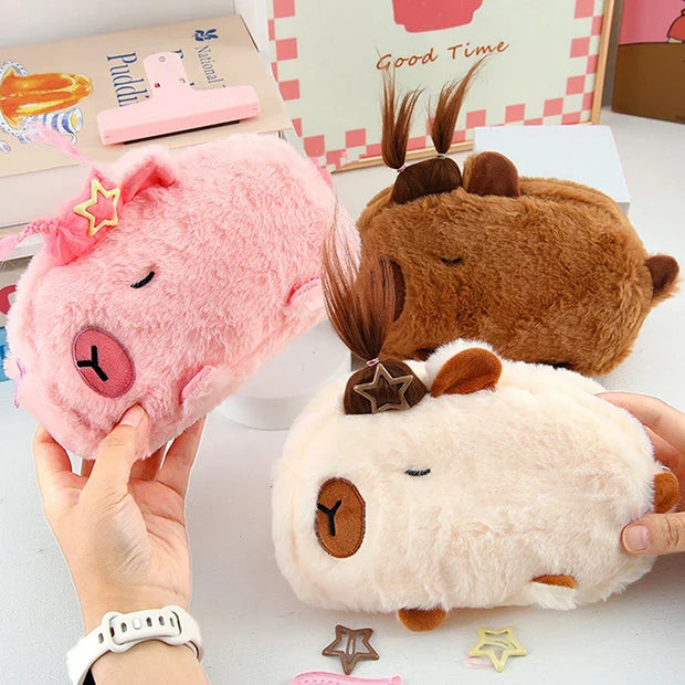 Kawaii Capybara Plüsch Federmäppchen – Niedliche Schultasche