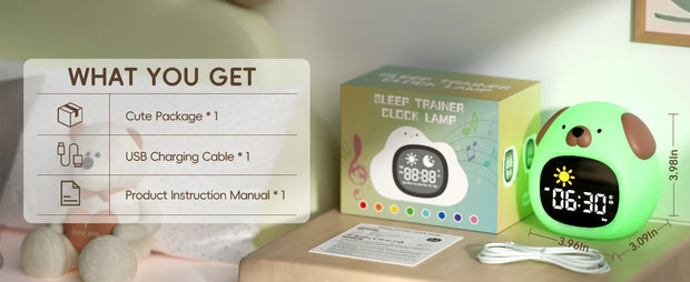 Welpenform Kinderwecker mit Nachtlicht – Süße Schlafuhr