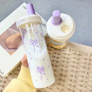 Kawaii Bubble Tea Becher Lila mit Strohhalm – Niedlicher Tumbler