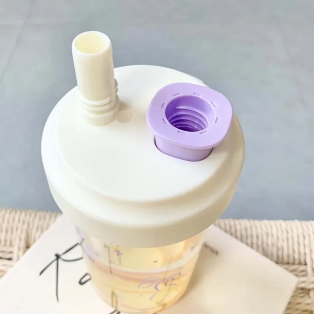 Kawaii Bubble Tea Becher Lila mit Strohhalm – Niedlicher Tumbler