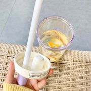 Kawaii Bubble Tea Becher Lila mit Strohhalm – Niedlicher Tumbler