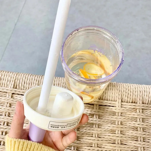 Kawaii Bubble Tea Becher Lila mit Strohhalm – Niedlicher Tumbler