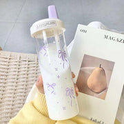 Kawaii Bubble Tea Becher Lila mit Strohhalm – Niedlicher Tumbler