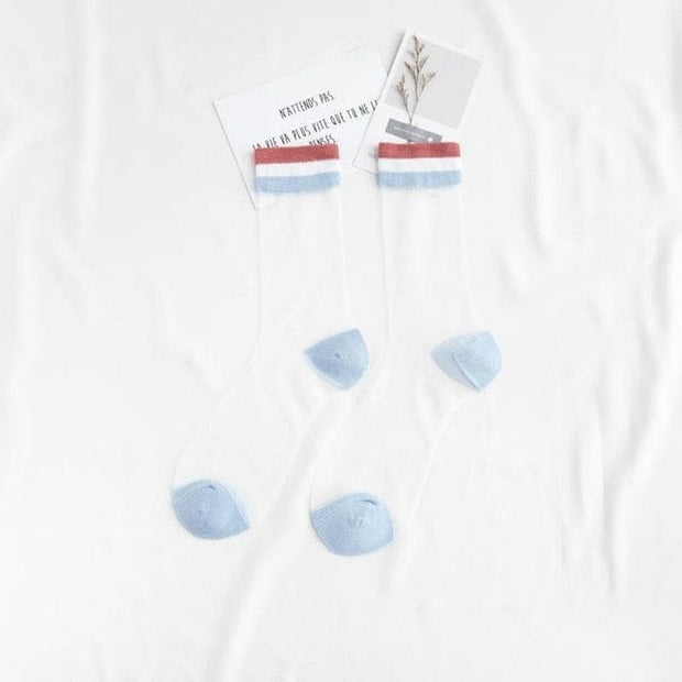 Kawaii Regenbogen Transparente Socken – Bunte Kniestrümpfe