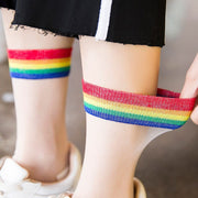 Kawaii Regenbogen Transparente Socken – Bunte Kniestrümpfe