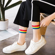Kawaii Regenbogen Transparente Socken – Bunte Kniestrümpfe