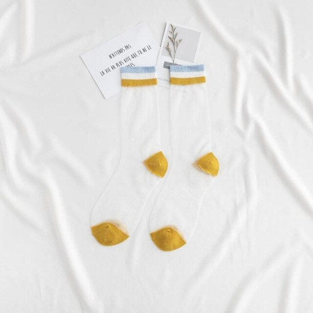 Kawaii Regenbogen Transparente Socken – Bunte Kniestrümpfe