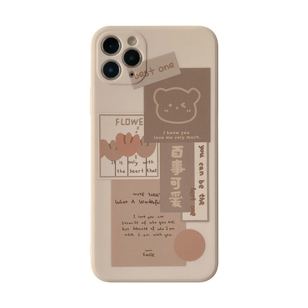 Kawaii Bär iPhone Hülle – Retro Schokolade Smile Design