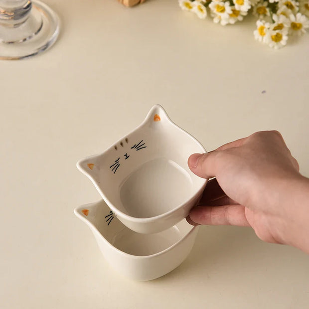 Katzenförmige Keramikschalen Set 2-teilig – 90ml Soßenschalen