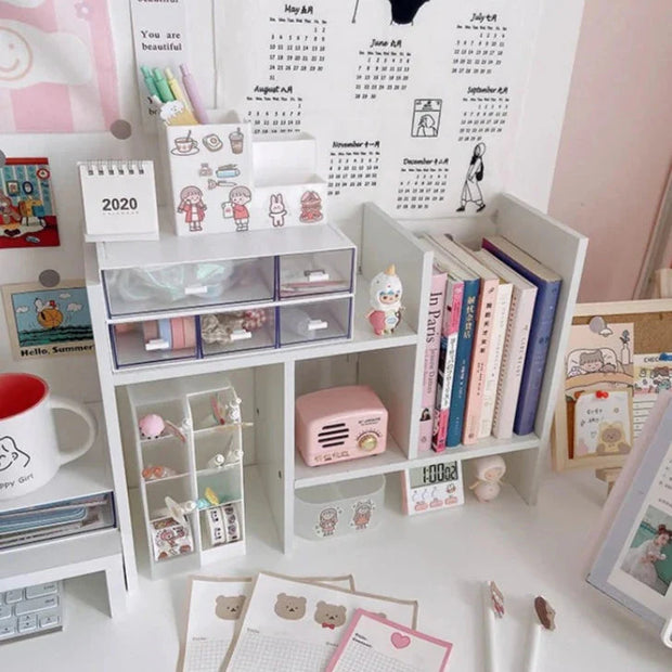 Kawaii MDF Holz Schreibtischorganisator Weiß – INS Regal
