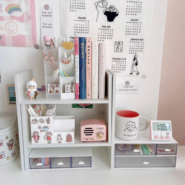 Kawaii MDF Holz Schreibtischorganisator Weiß – INS Regal