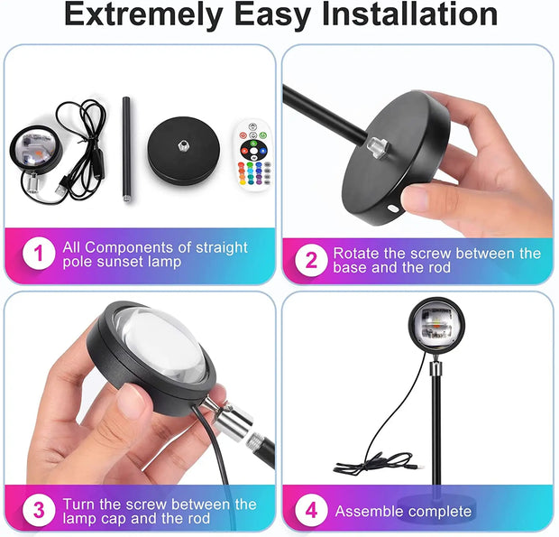 Bluetooth Sonnenuntergang Projektorlampe – 16-Farben LED Nachtlicht