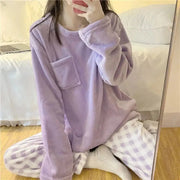 Fleece Pyjama Set – Weiches Oberteil & Kariertes Unterteil