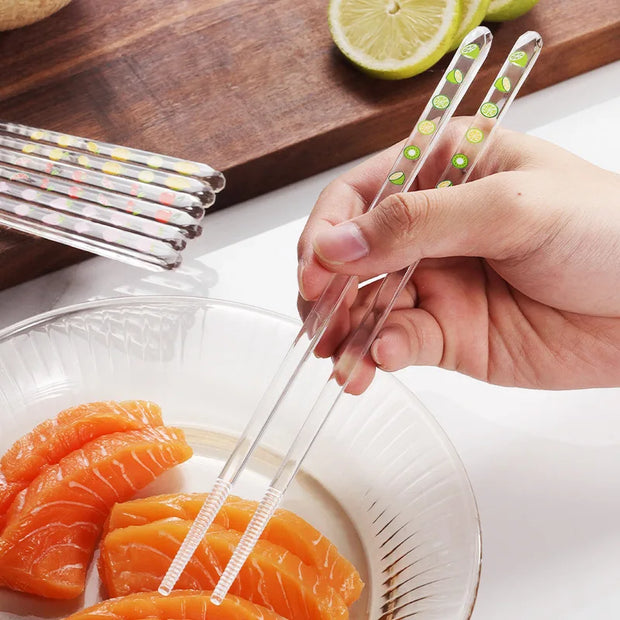 Kawaii Kristall Essstäbchen mit Fruchtmuster – Transparent
