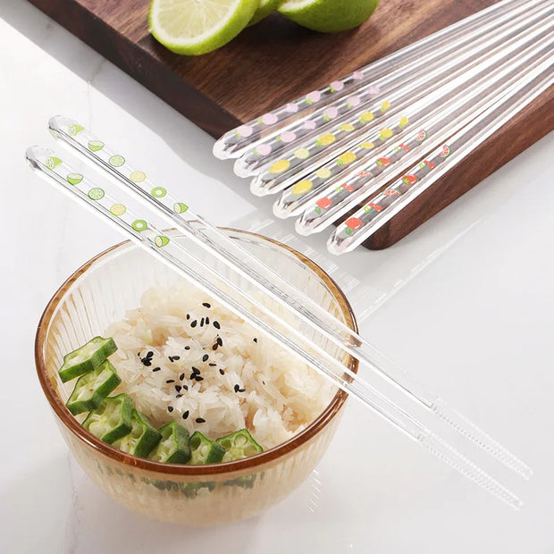 Kawaii Kristall Essstäbchen mit Fruchtmuster – Transparent