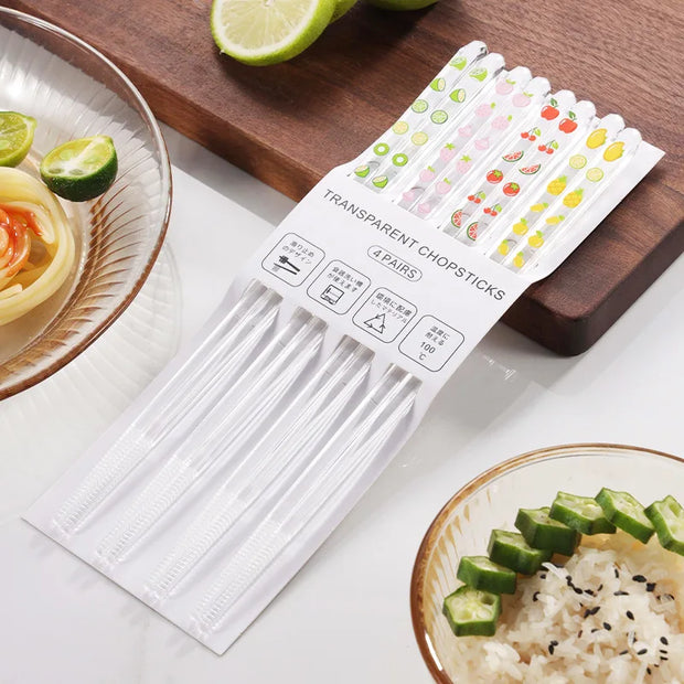 Kawaii Kristall Essstäbchen mit Fruchtmuster – Transparent