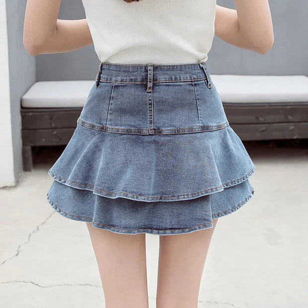 Vintage A-Linien Jeansrock Mini mit Shorts