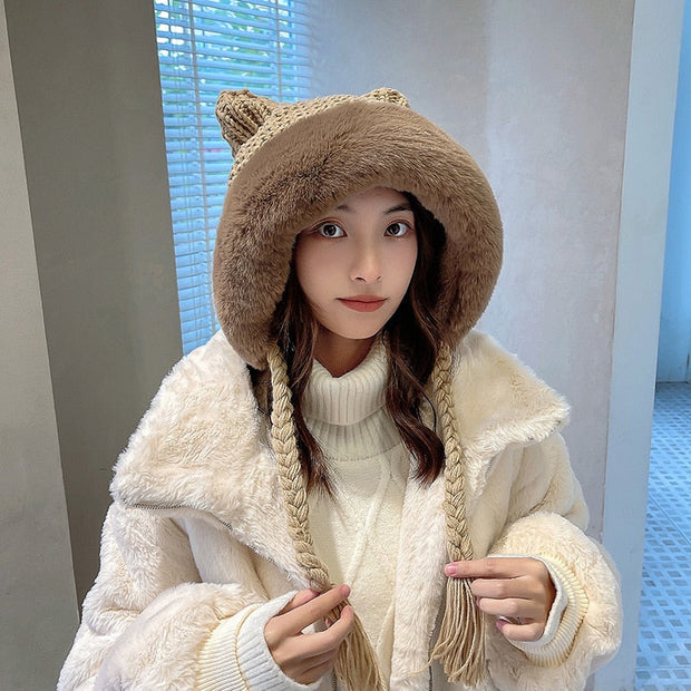 Kawaii Katzenohren Plüschmütze – Winter Warme Kapuze